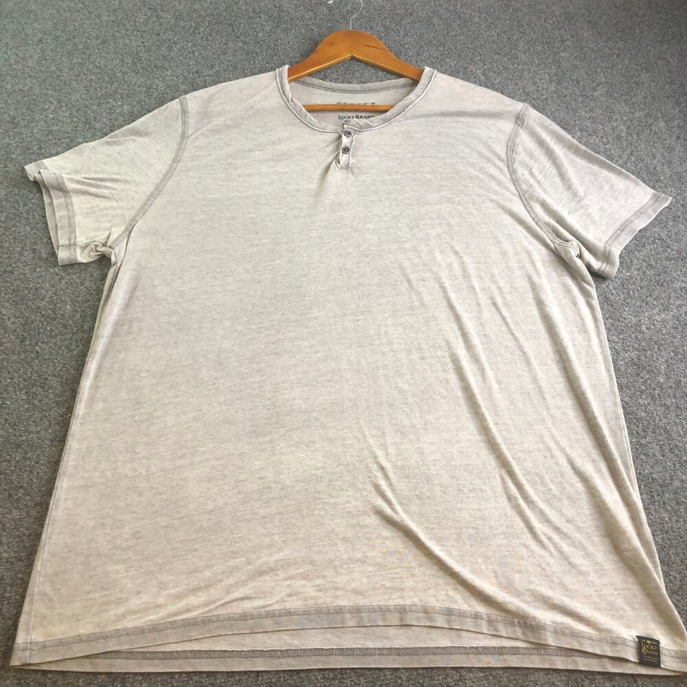 Lucky Brand Shirt Mens XXL Gray Short Sleeve Venice Burnout Baja - Picture 2 of 8